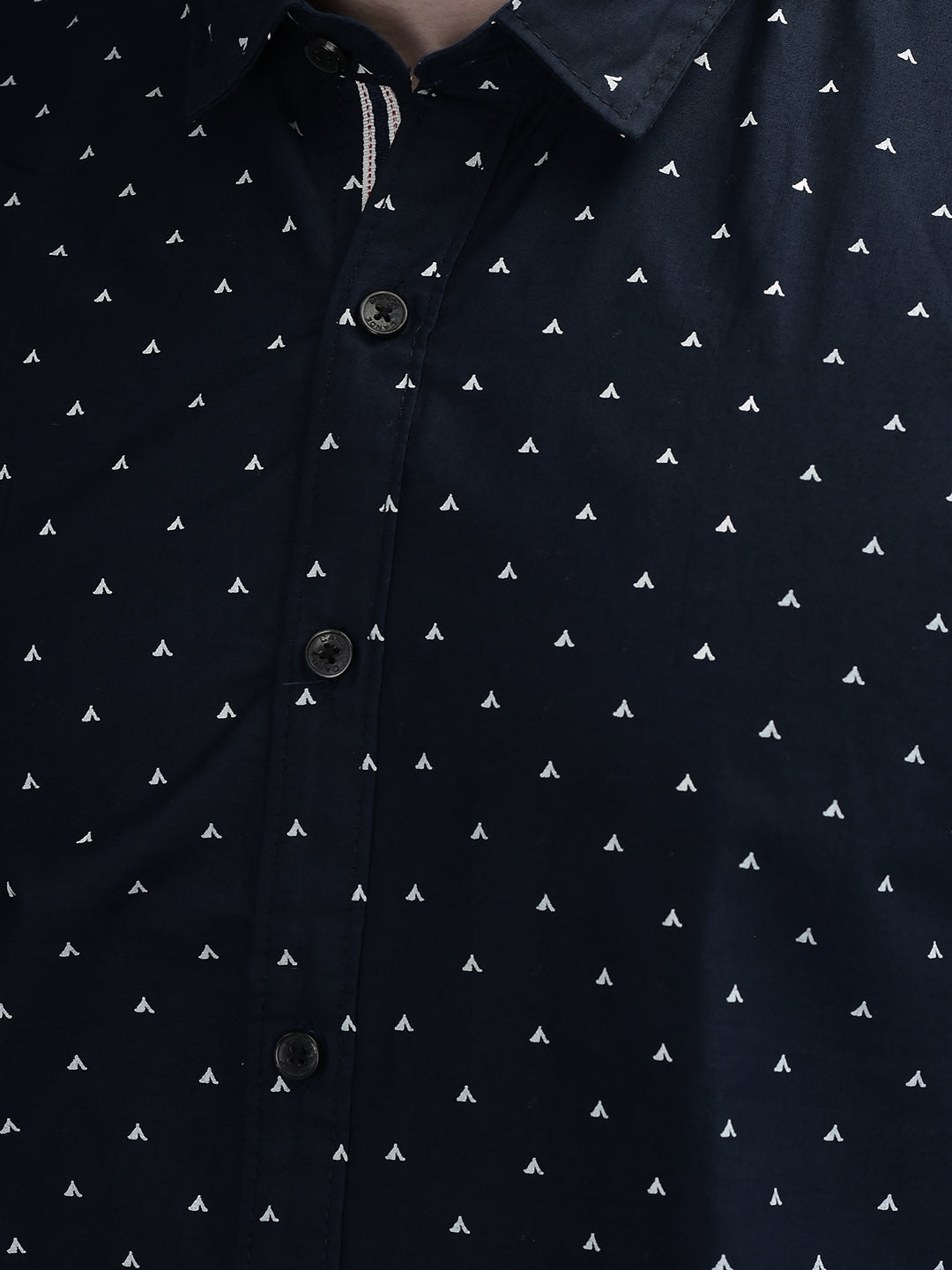 CANOE MEN Casual Shirt Navy Blue Color Cotton Fabric Button Closure Printed