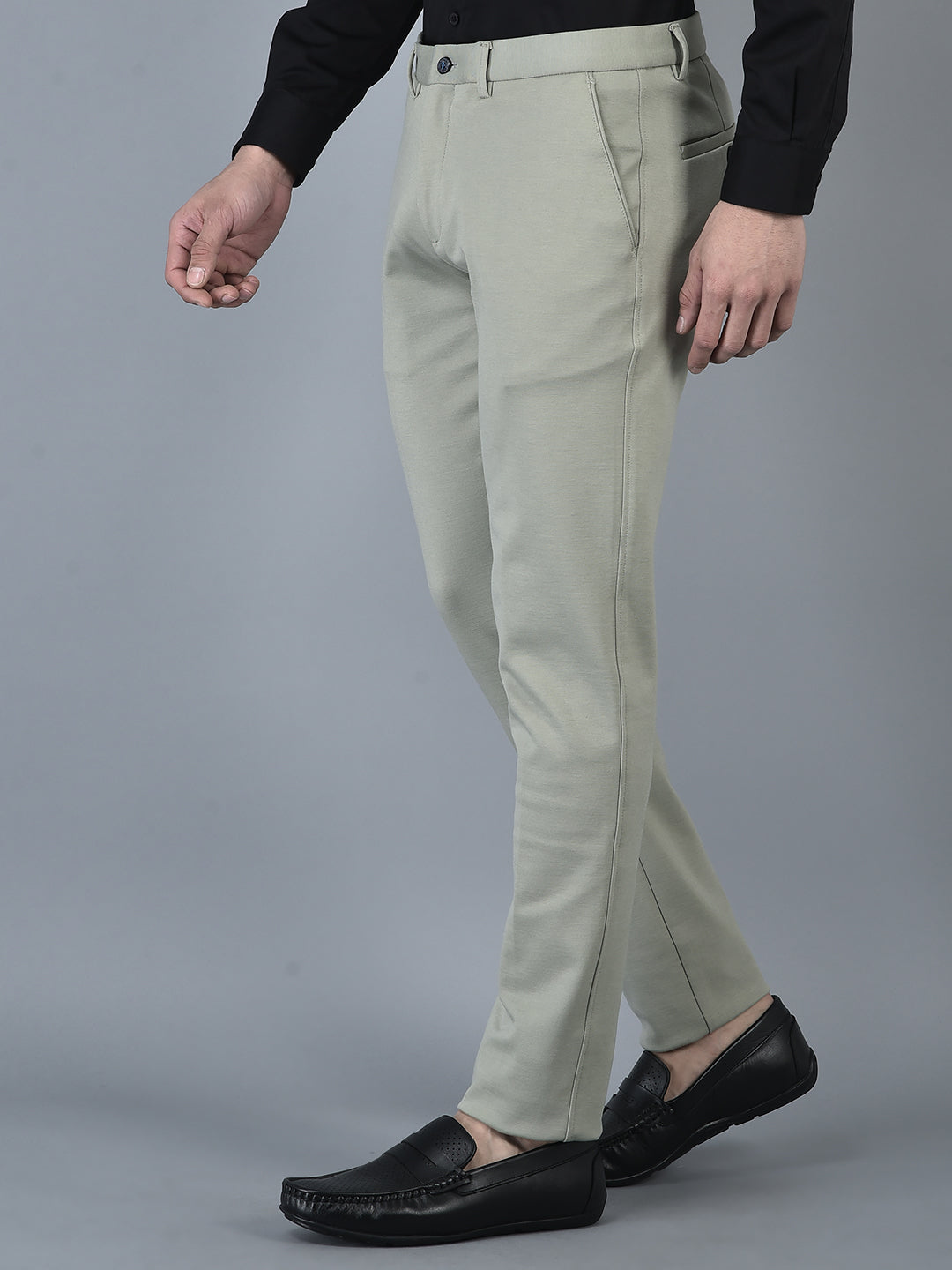 Canoe Men Casual Pista Color Polyester Fabric Button Closure Self Design