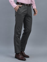 Load image into Gallery viewer, Canoe Men Regular Length Self Design Pattern Button Closure Formal Trouser
