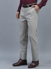Load image into Gallery viewer, Canoe Men Regular Length Self Design Pattern Button Closure Formal Trouser
