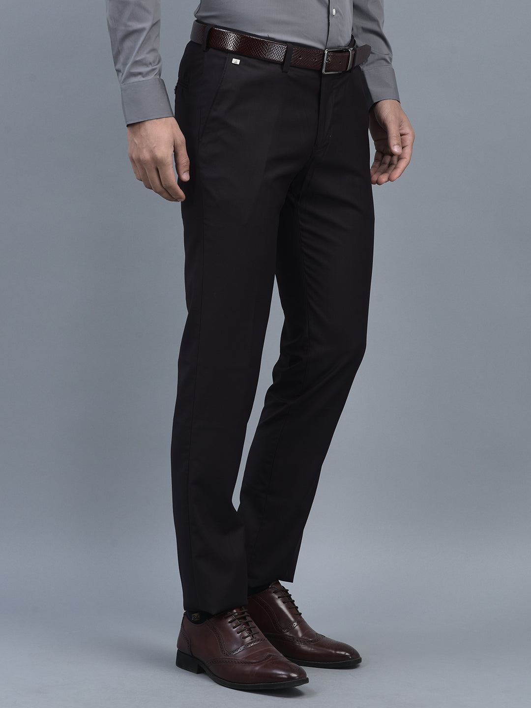 Canoe Men Regular Length Solid Pattern Button Closure Formal Trouser