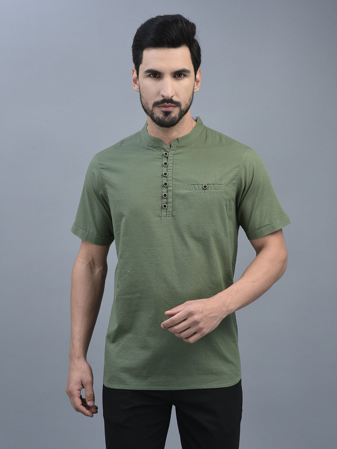 Canoe Men Round Neck Short Sleeve Length Regular Fit Knitted T-Shirt