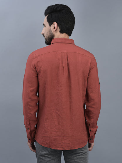 Canoe Men Long Sleeve Button Down Collar Casual Shirt