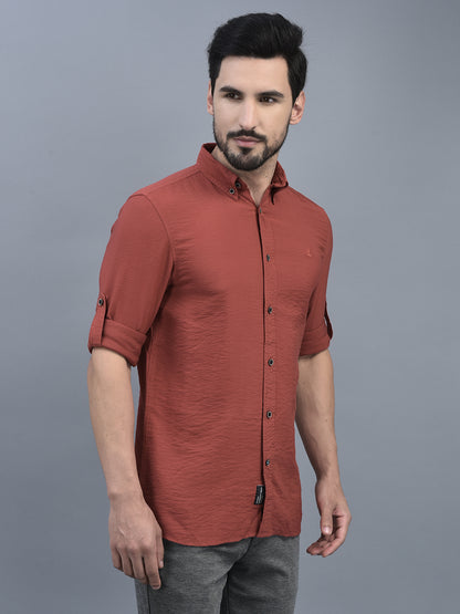 Canoe Men Long Sleeve Button Down Collar Casual Shirt