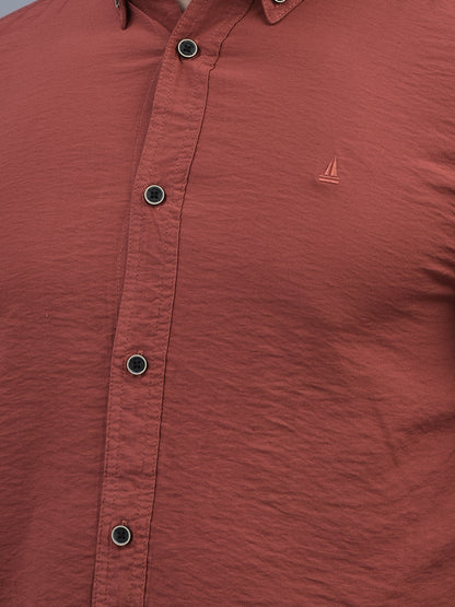 Canoe Men Long Sleeve Button Down Collar Casual Shirt