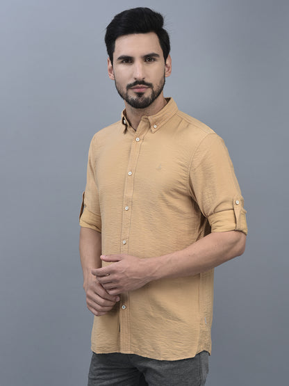 Canoe Men Long Sleeve Button Down Collar Casual Shirt