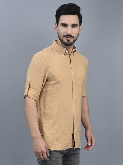 Canoe Men Long Sleeve Button Down Collar Casual Shirt