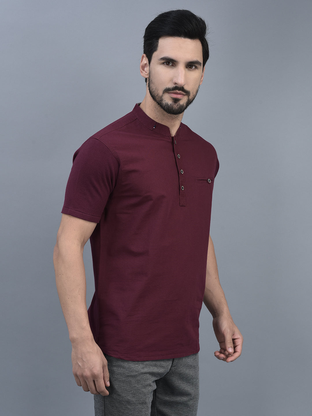 Canoe Men Round Neck Short Sleeve Length Regular Fit Knitted T-Shirt