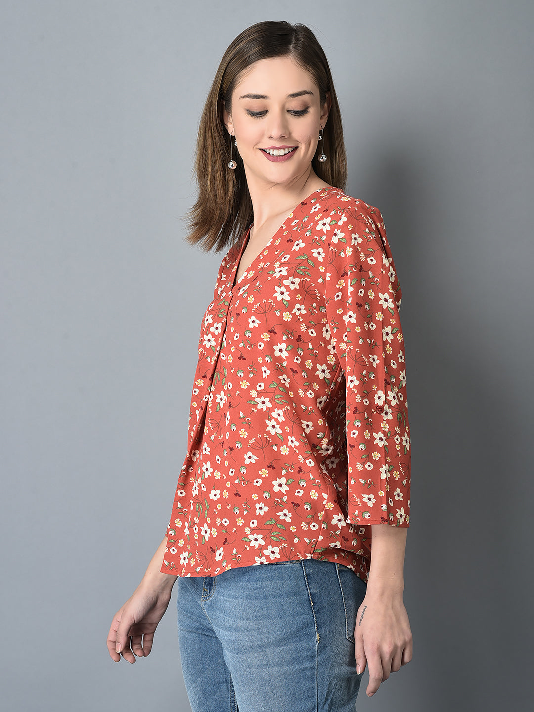 Canoe Women Floral Print And V-Neck Tunic