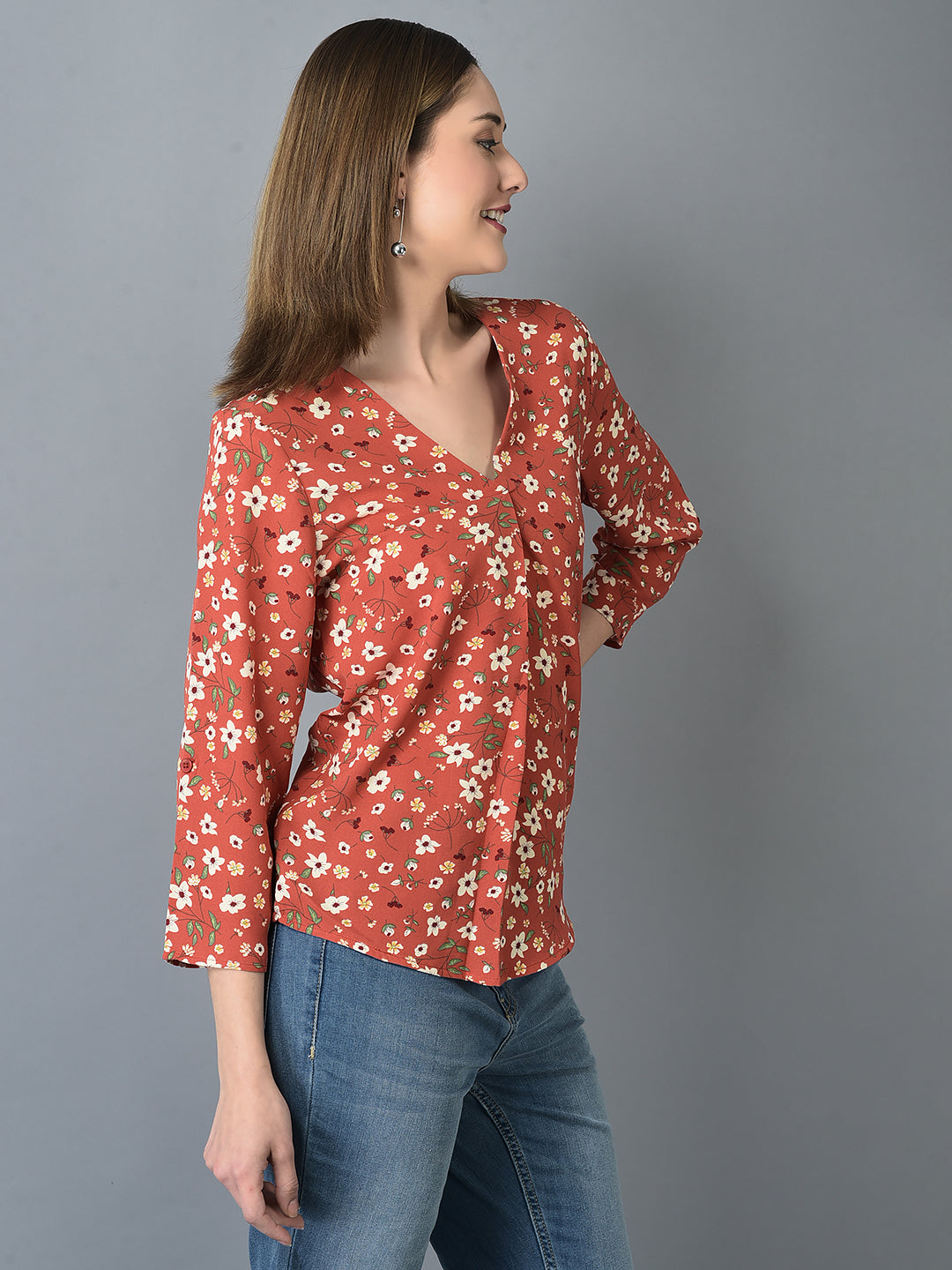 Canoe Women Floral Print And V-Neck Tunic