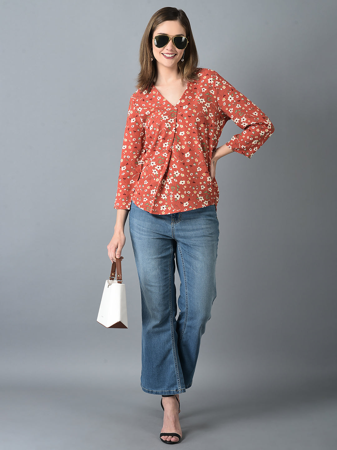 Canoe Women Floral Print And V-Neck Tunic