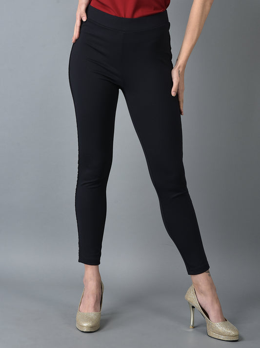 Canoe Women Slim Fit And With Black Metallic Tape Jeggings