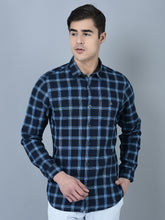 Load image into Gallery viewer, CANOE MEN Casual Shirt Blue Color Cotton Fabric Button Closure Checked
