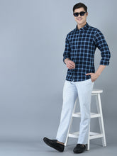 Load image into Gallery viewer, CANOE MEN Casual Shirt Blue Color Cotton Fabric Button Closure Checked
