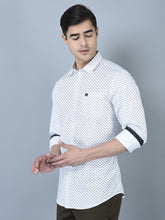 Load image into Gallery viewer, CANOE MEN Casual Shirt White Color Cotton Fabric Button Closure Printed
