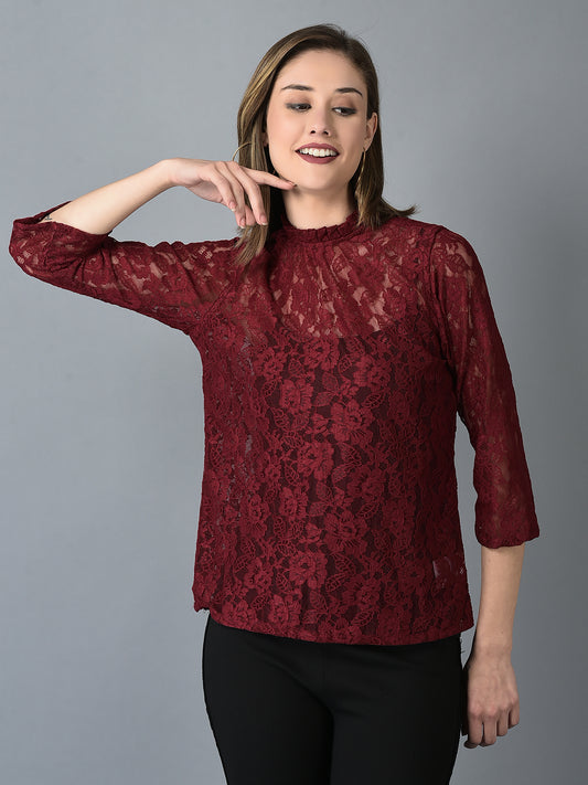 Canoe Women Frill On Neck Top