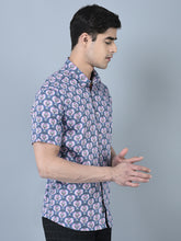 गैलरी व्यूवर में इमेज लोड करें, CANOE MEN Casual Shirt Blue Color Cotton Fabric Button Closure Printed
