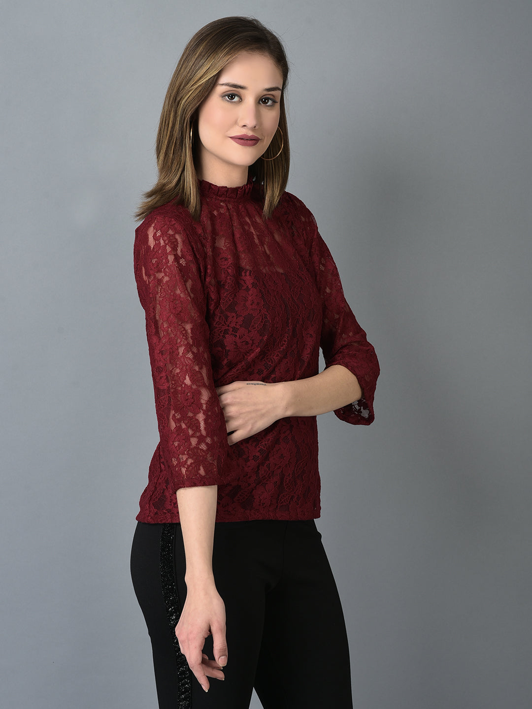 Canoe Women Frill On Neck Top