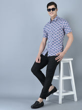 Load image into Gallery viewer, CANOE MEN Casual Shirt Blue Color Cotton Fabric Button Closure Printed
