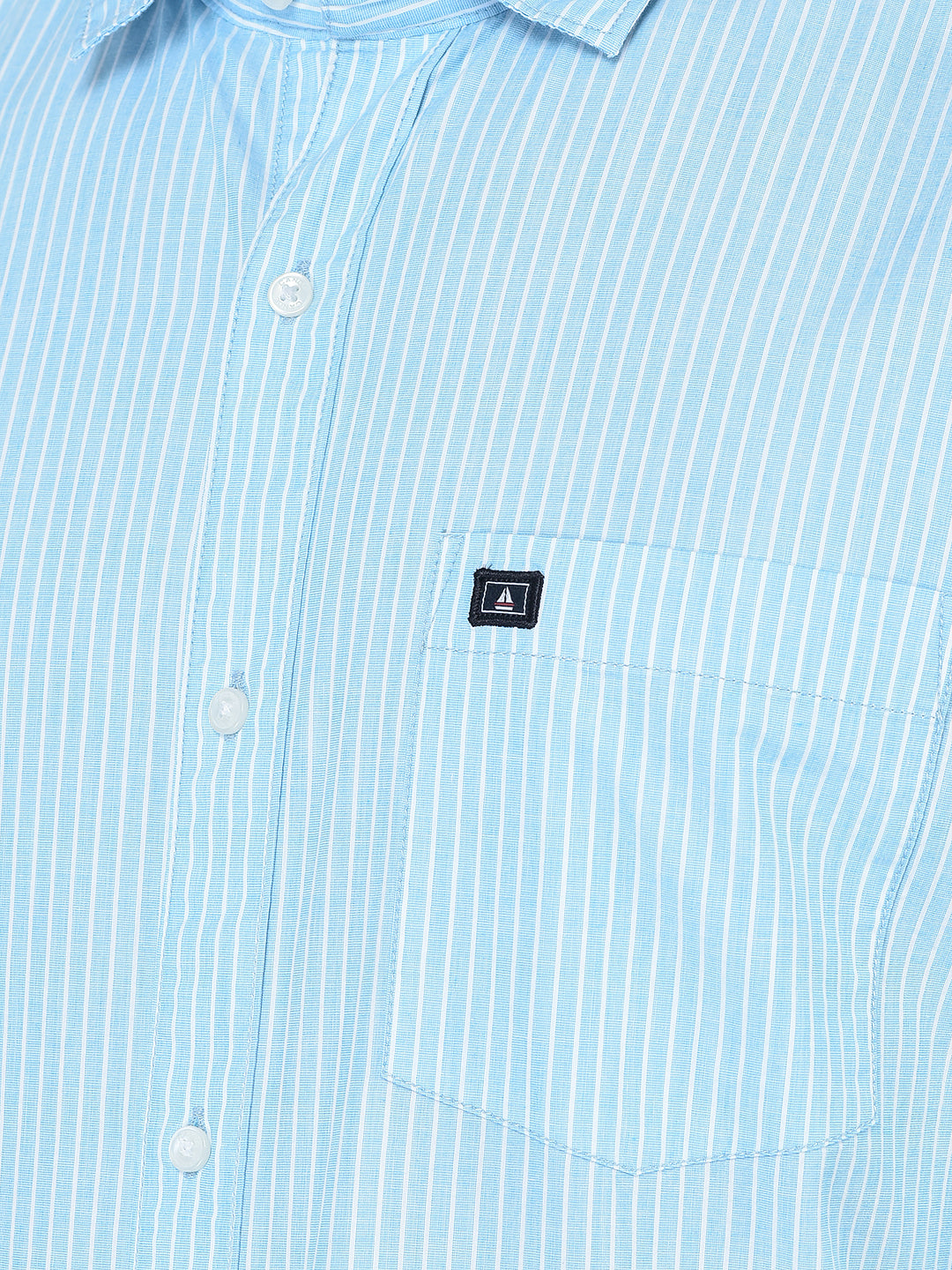 CANOE MEN Casual Shirt Blue Color Cotton Fabric Button Closure Striped