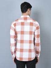 Load image into Gallery viewer, CANOE MEN Casual Shirt Rust Color Cotton Fabric Button Closure Checked
