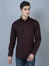 Load image into Gallery viewer, CANOE MEN Formal Shirt Maroon Color Cotton Fabric Button Closure Printed
