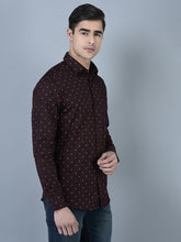 Load image into Gallery viewer, CANOE MEN Formal Shirt Maroon Color Cotton Fabric Button Closure Printed
