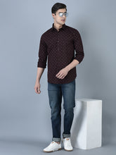 Load image into Gallery viewer, CANOE MEN Formal Shirt Maroon Color Cotton Fabric Button Closure Printed
