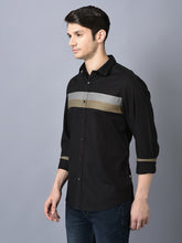 Load image into Gallery viewer, CANOE MEN Casual Shirt Black Color Cotton Fabric Button Closure Striped
