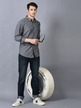 Load image into Gallery viewer, CANOE MEN Casual Shirt Grey Color Cotton Fabric Button Closure Printed
