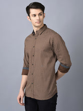 Load image into Gallery viewer, CANOE MEN Casual Shirt Brown Blue Color Cotton Fabric Button Closure Printed
