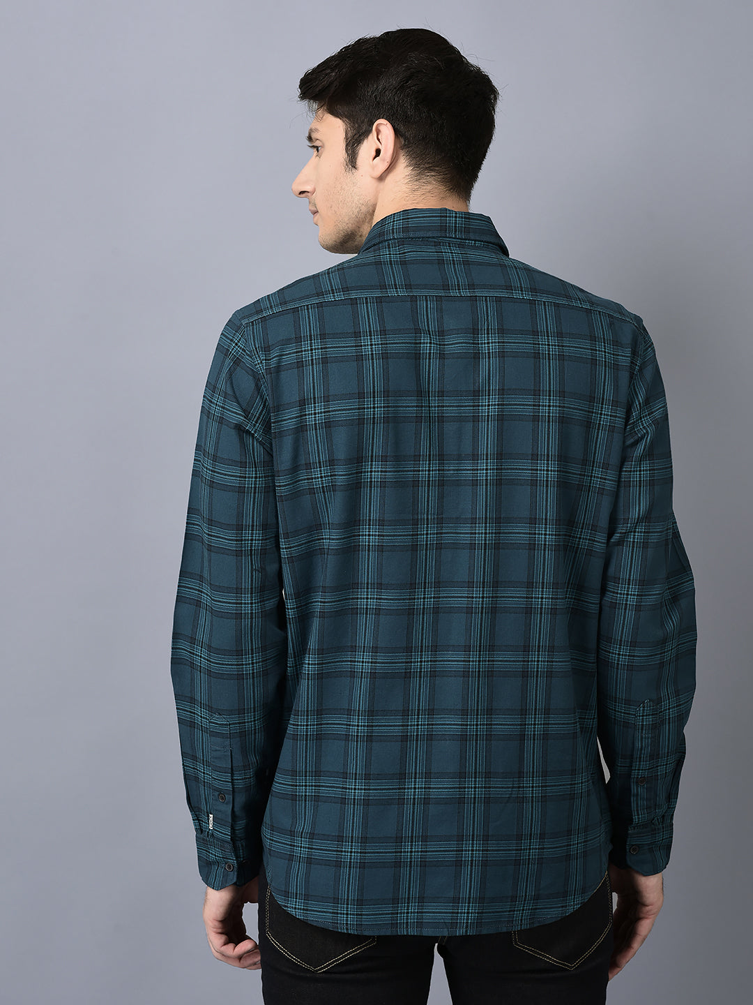 Canoe Men Casual Shirt Cotton Fabric Button Closure Checked