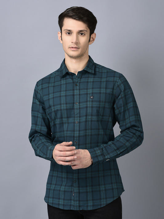 Canoe Men Casual Shirt Cotton Fabric Button Closure Checked