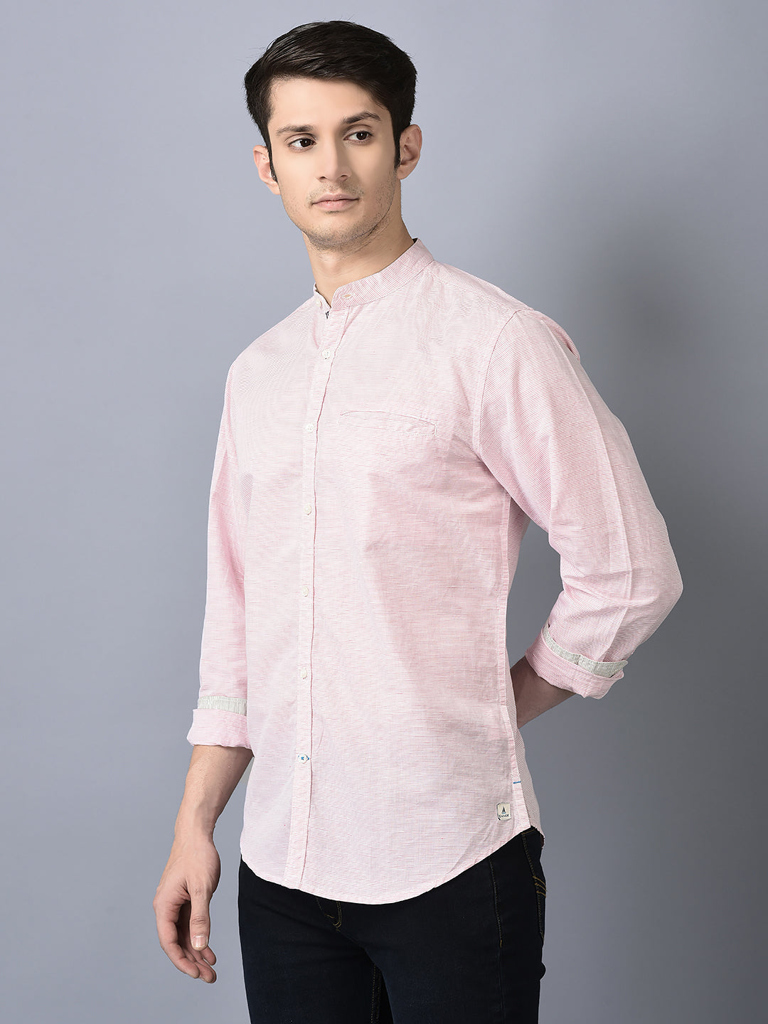 CANOE MEN Casual Shirt Pink Color Cotton Fabric Button Closure Printed