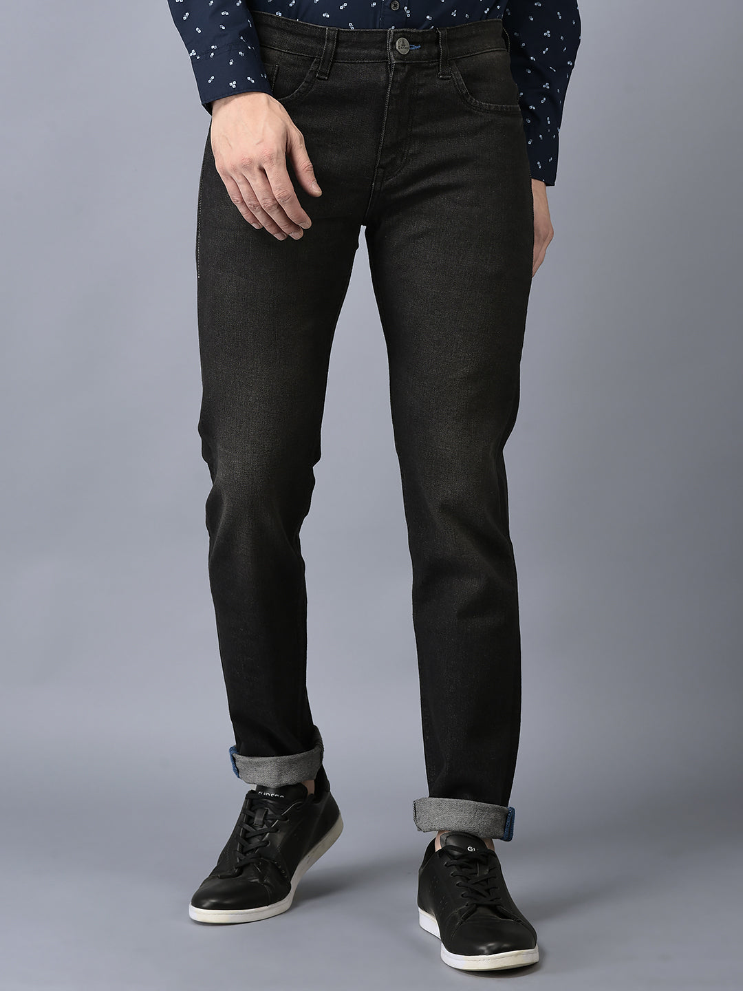 CANOE MEN Denim Trouser  D.GREY Color