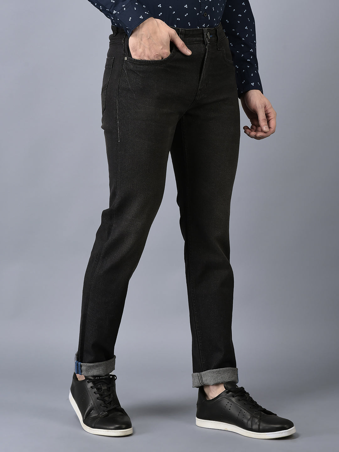 CANOE MEN Denim Trouser  D.GREY Color