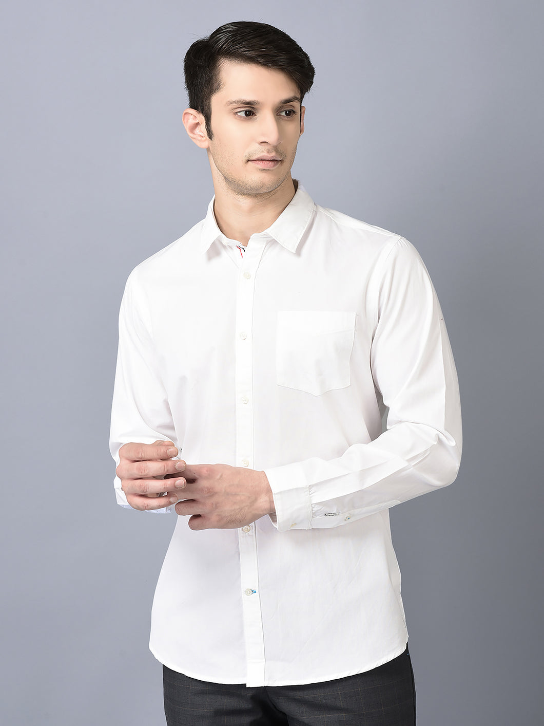 CANOE MEN Casual Shirt White Color Cotton Fabric Button Closure Solid