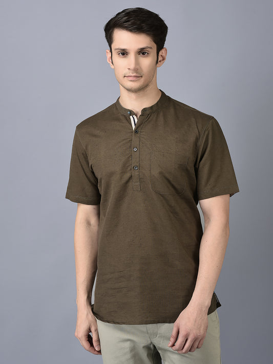 Canoe Men Casual Kurta Olive Color