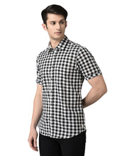 Load image into Gallery viewer, CANOE MEN Casual Shirt Black Color Cotton Fabric Button Closure Checked
