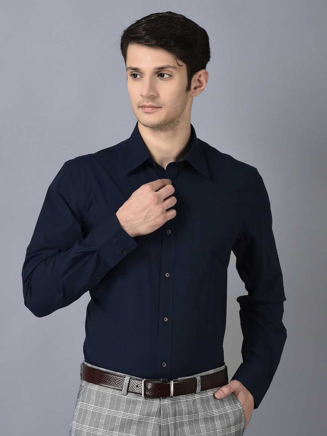 CANOE MEN Formal Shirt Blue Color Cotton Fabric Button Closure Solid