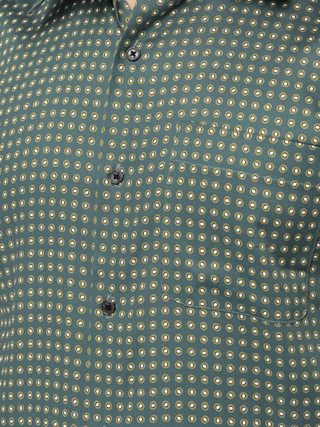 CANOE MEN Formal Shirt Green Color Cotton Fabric Button Closure Printed