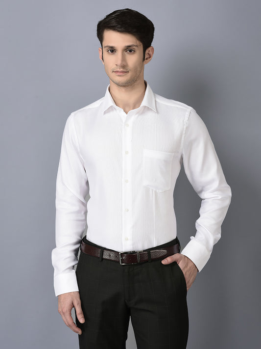 CANOE MEN Formal Shirt White Color Cotton Fabric Button Closure Printed