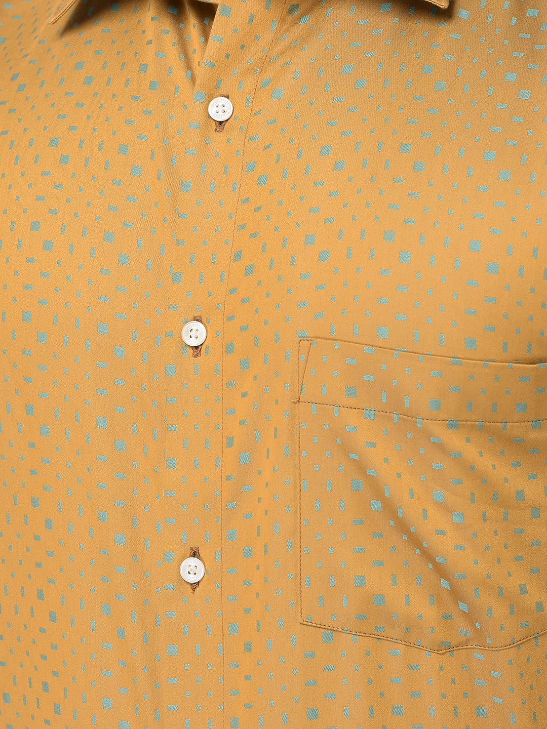 CANOE MEN Formal Shirt Mustard Color Cotton Fabric Button Closure Printed