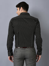 Load image into Gallery viewer, CANOE MEN Formal Shirt Black Color Cotton Fabric Button Closure Striped
