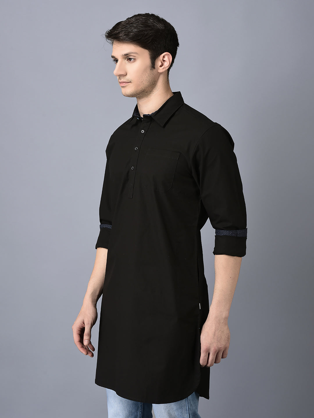 CANOE MEN Casual Kurta  BLACK Color