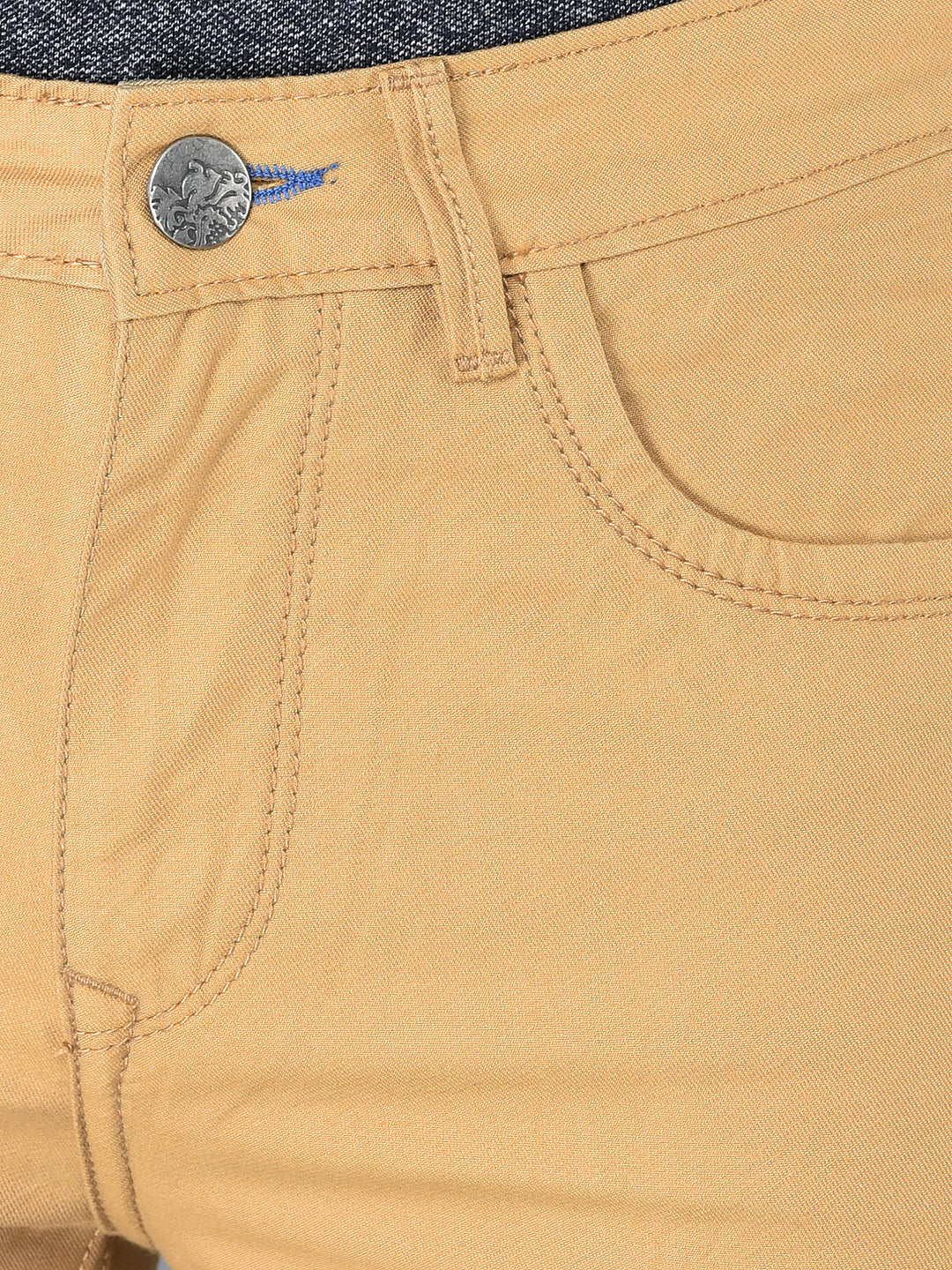 CANOE MEN Casual  Trouser MUSTARD Color Cotton Fabric Button Closure Button