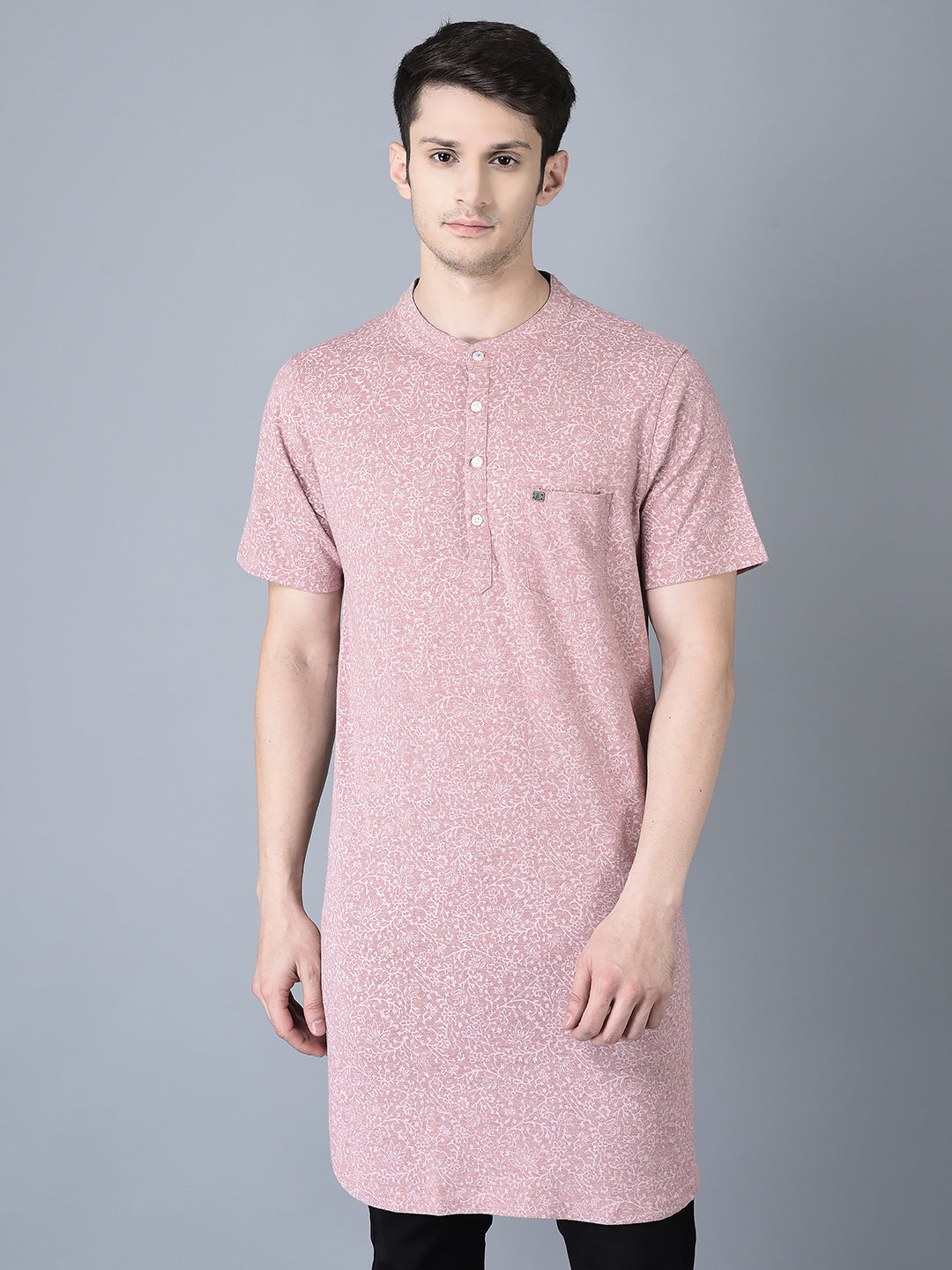 Canoe Men Half Sleeve Button Closer Knitted Kurta