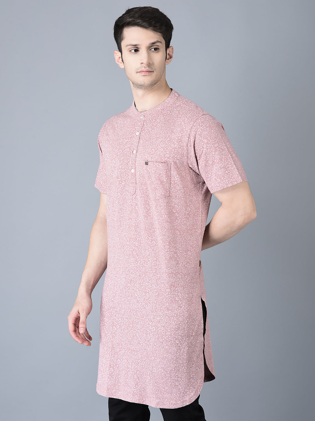 Canoe Men Half Sleeve Button Closer Knitted Kurta