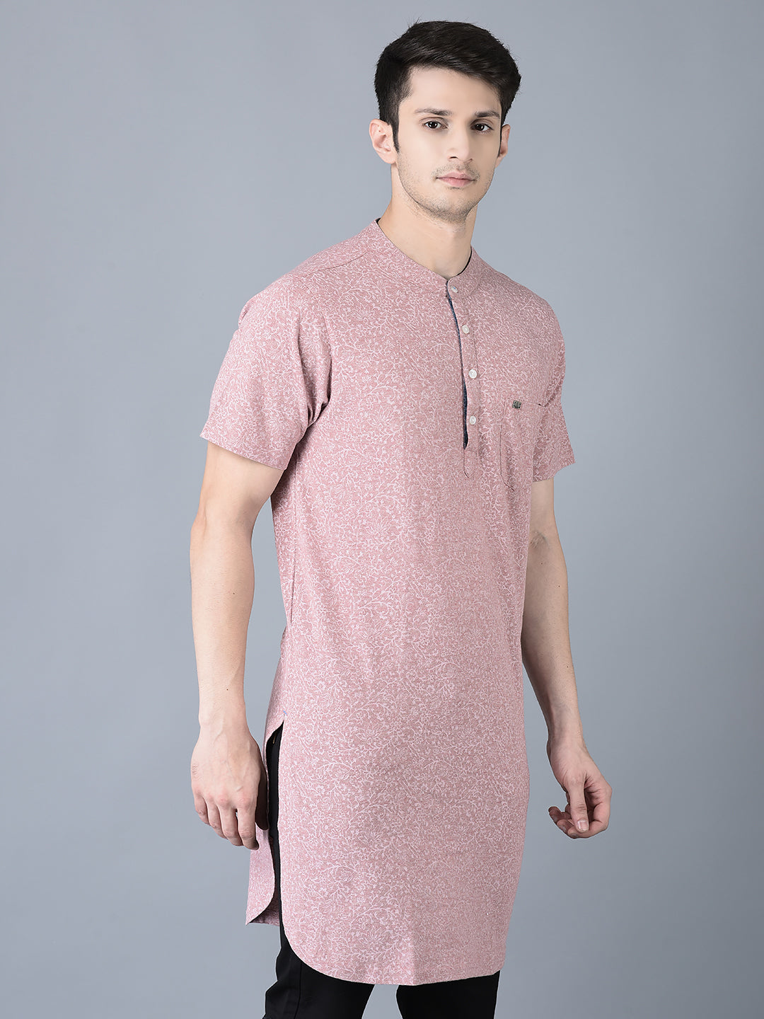 Canoe Men Half Sleeve Button Closer Knitted Kurta