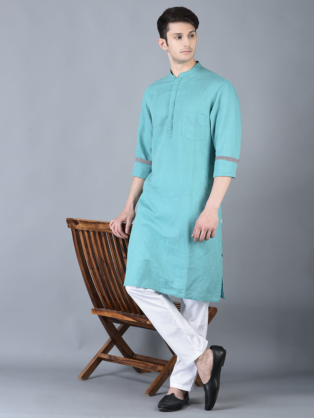 Canoe Men Casual Kurta  Three Fourth Sleeve Above Knee Length